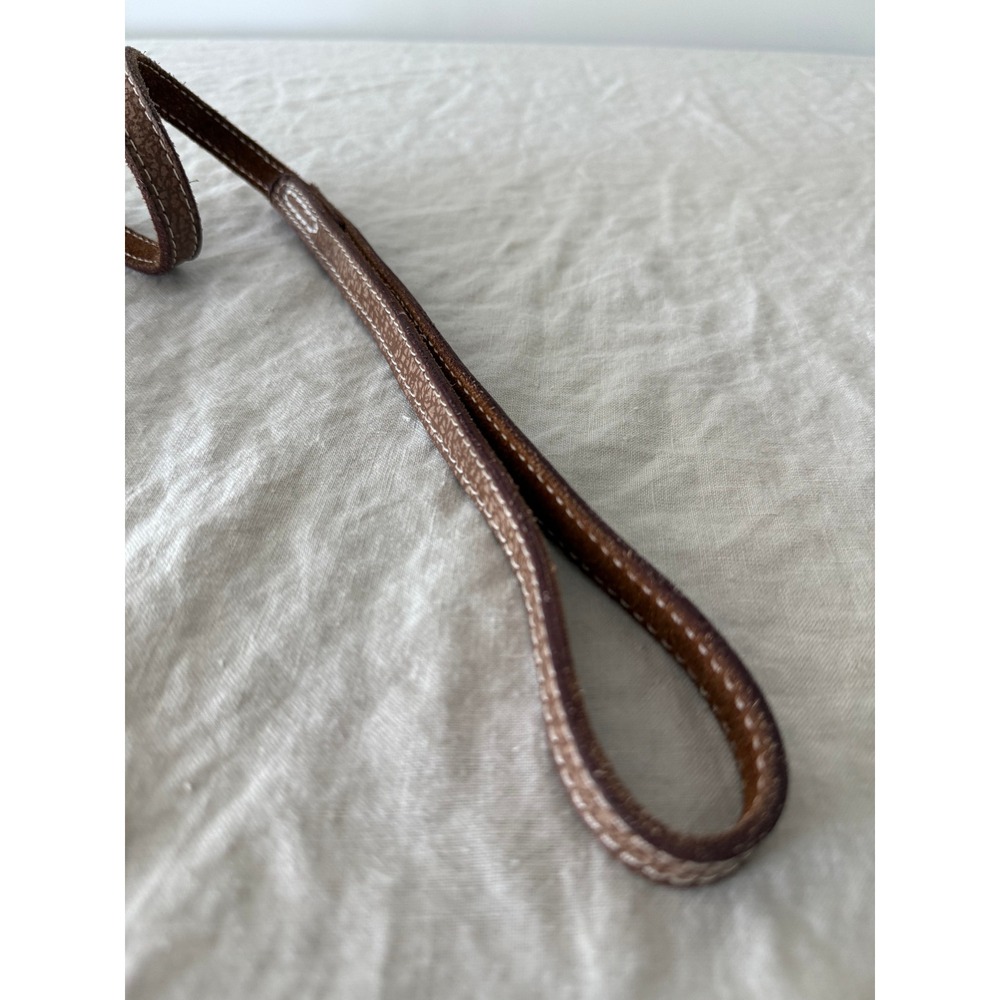 Leather Dog Leash OS Brown Classic Contrast Stitching Pet Accessory - Picture 4 of 5